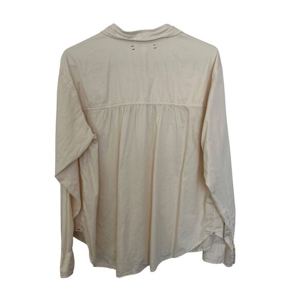 Xirena 100% Cotton Long Sleeve Popover Top Size M Cream Ivory Lightweight READ - Picture 2 of 11